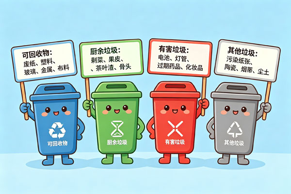生活垃圾四大类怎么分？可回收/厨余/有害/其他垃圾分类详细科普指南